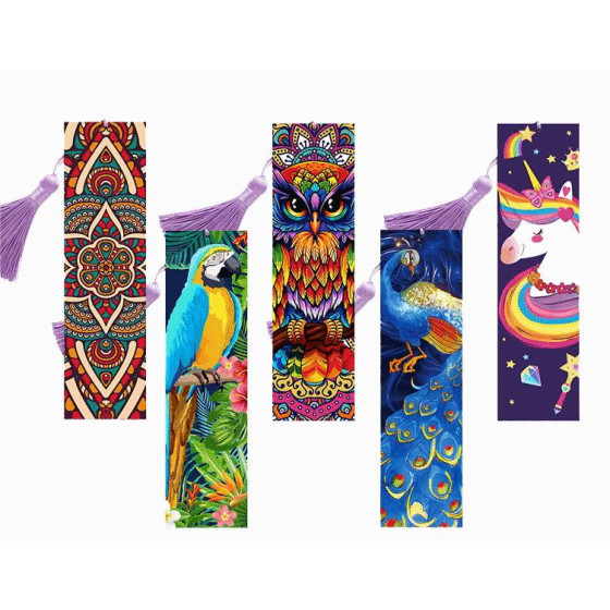 鑽石繪畫書籤跨境流行PU皮革Tassel特殊形狀的鑽石曼陀羅砌體繪畫兒童鑽石繪畫批發