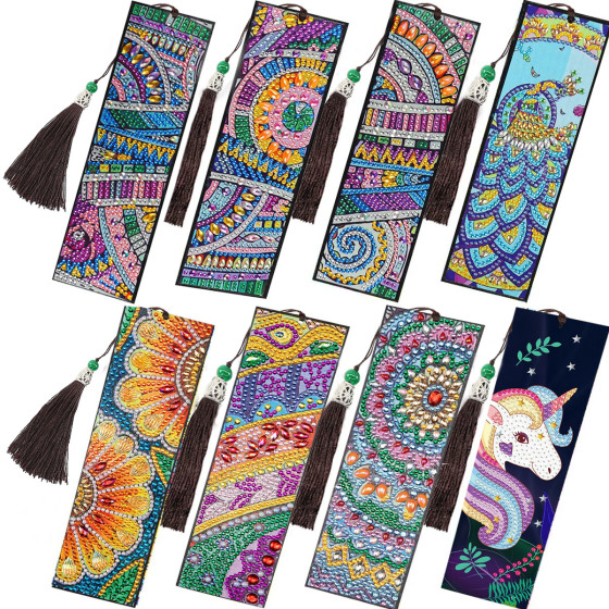 ID:228 - 鑽石油漆皮革書籤曼陀羅特殊形狀的鑽石DIY鑽石貼花類型裝飾鑽石油漆的流蘇吊墜