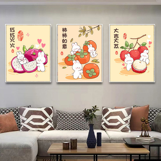 Shishi Ruyi創意鑽石繪畫DIY年的兔子兒童卡通動畫框架鑽石貼紙裝飾繪畫批發